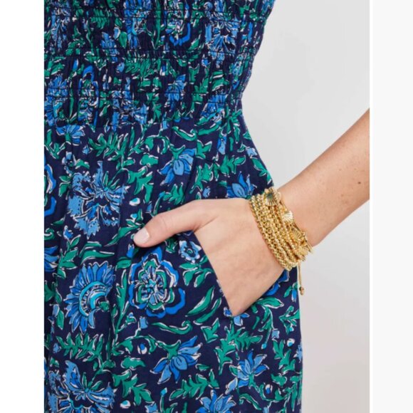 Vineyard Vines Anegada Floral Smocked Midi Dress Size Large NEW - Picture 7 of 8